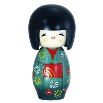 YokohamaUSA Japanese 5.25" H Kokeshi Wooden Doll HANAFUBUKI Kimono Girl Hand-Craft/Made in Japan