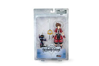 KINGDOM HEARTS Official Exclusive Action Figure - 2-Pack Valor Form Sora & Heartless Soldier - Collectible Replica Figurine Toy for Game Franchise