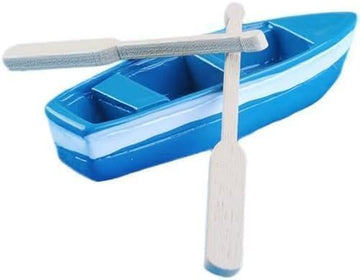 Mini Rowboat Mini Tiny Wooden Boat with Oars for Fairy Garden Kits for DIY Fairy Garden Dollhouse Decoration, Miniature Dollhouse Boat with Oars Canoe
