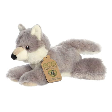 Aurora® Responsibly Made Eco Nation™ Eco Softies™ Wolf Stuffed Animal - Ideal for Playtime Adventures - Perfect for Birthdays or Just Because - Gray 9