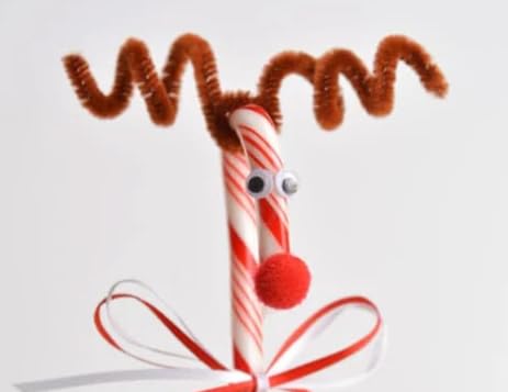 Christmas Crafts Kit - Brown Pipe Cleaners and Red Pom Poms - 96 Piece - Make Reindeer and More!