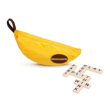 Bananagrams Classic Word Game - Fast-Paced Spelling & Anagram, Family & Travel Game , 144 Letter Tiles in Portable Banana Pouch, 1-8 Players