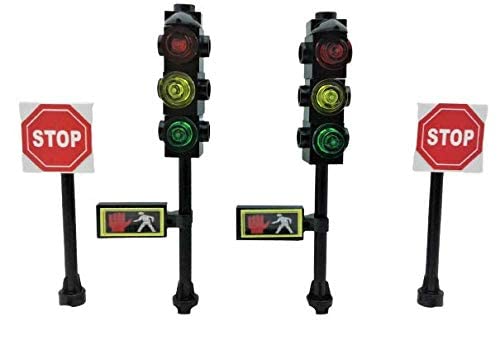 Road Signs, Traffic Lights, Post Box, Building Bricks Play Toys Miniature Traffic City Street Village 36 Piece Educational Learning Gift MOC Hobby