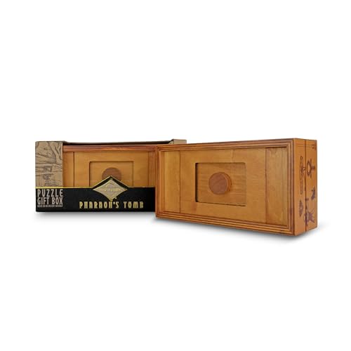 Project Genius True Genius - Pharoah's Tomb Puzzle Box- Gift Box Puzzle, Brain Teaser Box That Holds Gift Cards, Money, Artfully Crafted Wooden