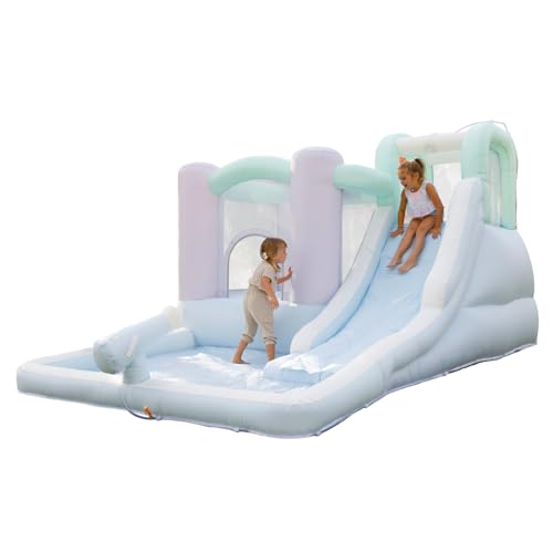 Bounceland Splash Zone Dream Wet or Dry Bounce House Water Slide, 11.5ftL x 9ftW x 6ftH, Pastel Color, Spacious Bounce Area, Splash Pool, Climbing