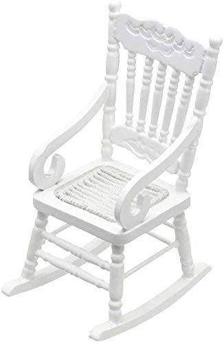SXFSE Doll House Rocking Chair, 1:12 Scale Wooden Dollhouse Accessories Miniature Funiture Decor Model