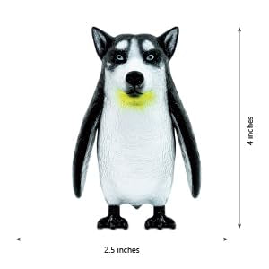 Randimals Penguin & Husky Dog Hybrid Realistic Animal Toys - Unique Mix of Safari Toys & Farm Animals Small Figurines - P-Dawg Mini Figures for Kids