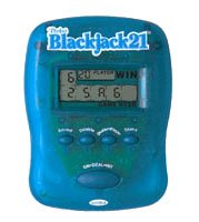 Radica Pocket Blackjack 21: Electronic Handheld Card Game - Blue, Retro Theme, Button Control, Ages 8+
