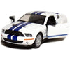 KiNSMART 2007 Ford Shelby GT500 with Racing Stripes 1:38 Scale 5 Inch Die Cast Metal Model Toy Muscle Car (White)