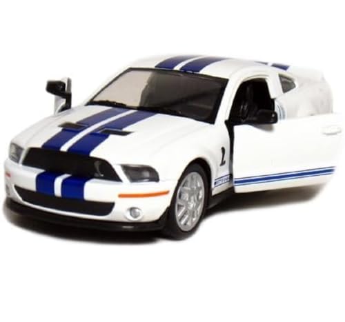KiNSMART 2007 Ford Shelby GT500 with Racing Stripes 1:38 Scale 5 Inch Die Cast Metal Model Toy Muscle Car (White)
