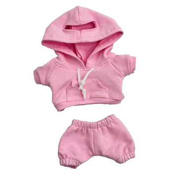 17cm Dolls Clothes Outfit Set for Doll - Casual Style Hoodies Clothing Set for Doll Dress Up, Pink Set