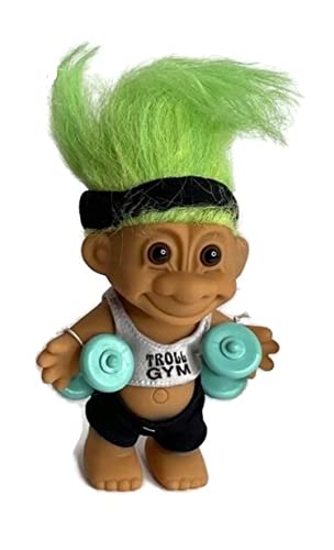 Lucky Green Space Martian Girl Troll Doll w/Electric Orange Hair