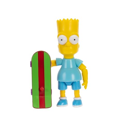 JAKKS Pacific The Simpsons 5" Scale Action Figure Bart with Blue Shirt and Skateboard Accessory Collectible Figure from Wave #4 Officially Licensed by