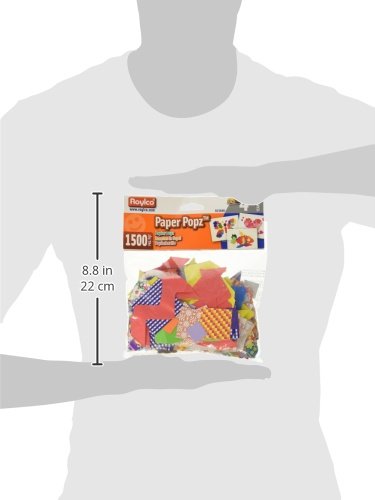 Roylco Paper Popz - 1500 Pre-Cut Patterned Paper Shapes, Assorted Colors & Designs up to 2.25", Kids Collage, Scrapbook & Mosaic Craft Supply, Made in