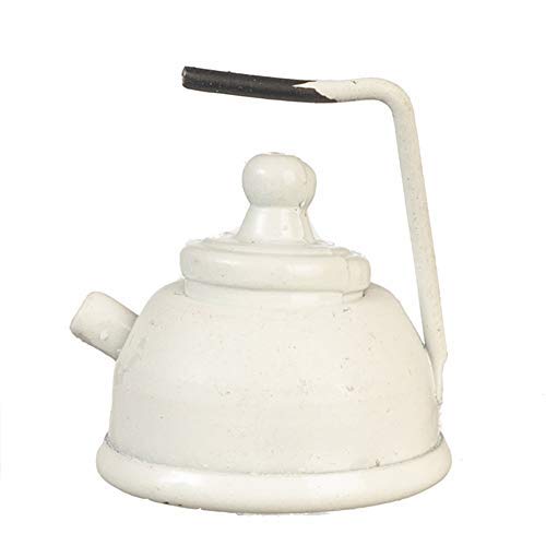 Melody Jane Dollhouse White Kettle Metal Kitchen Accessory Miniature 1:12 Scale