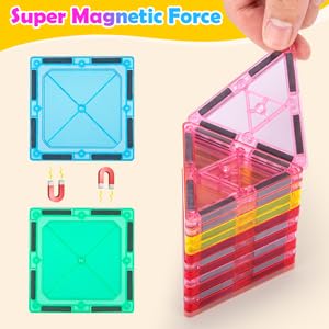 Diytoy Magnetic Tiles,100PCS 3D Building Blocks, Magnets Building Set for Kids, Construction STEM Stacking Toys, Magnets Toy Gift for Toddlers, Boys