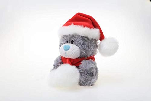 Plushland Adorable Soft and Hairy Santa Teddy Bear, Stuffed Animal -Holiday Toys - Xmas Party Favors for Kids (New Christmas Qbeba Bear Gray)