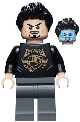 LEGO Superheroes: Tony Stark Minifig with Black Shirt and Gold Markings