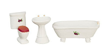 Melody Jane Dollhouse White Bathroom Suite Furniture Set 1:24 Half Inch Scale