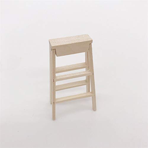 SXFSE Dollhouse Decoration Accessories, 1:12 Dollhouse Miniature Scene Model Folding Wooden Step Ladder