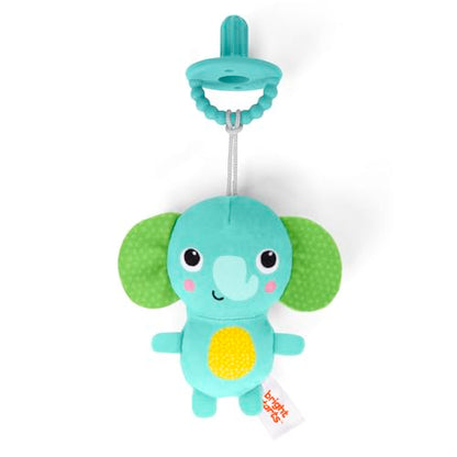 Bright Starts SootheMate Plush Elephant Teether Toy with Detachable Silicone Teether, Unisex, Newborns & Up