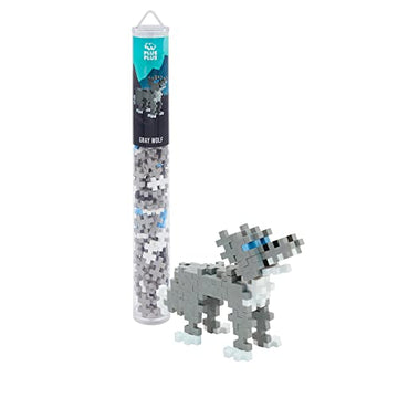 Plus-Plus - Construction Building Toy, Mini Maker Tube - 70 Piece - Gray Wolf