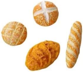 4Pcs Miniature Bread Decorations, 1/12 Scale Resin Bakery Food for Dollhouse, DIY Crafts and Model Displays