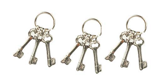 Melody Jane Dollhouse Key Ring Bunch of Silver Keys Miniature 1:12 Accessory Set of 3