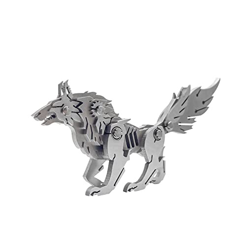 3D Metal Model Kits, Mechanical Wolf 3D Metal Puzzle,Steel Animal Series DIY Brain Teasers Simple 3D Puzzles Home Decor Art Craft Gifts Toys for Adult