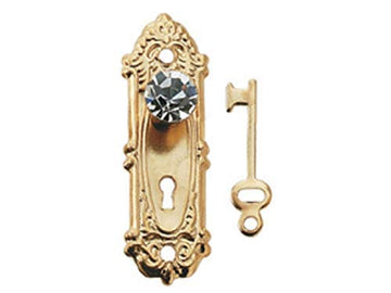 Dollhouse Miniature Crystal Opryland Doorknob w/Plate & Key by Houseworks
