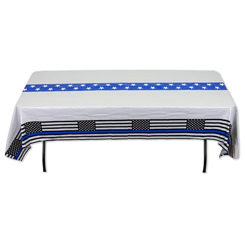 Havercamp Police Tablecloth-108x54 Inch-Thin Blue Line-Party Cover