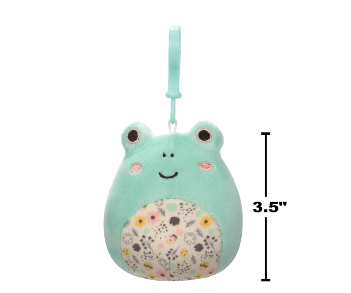 squishmallows 3.5"" Easter Clip-On Fritz The Frog, Pink