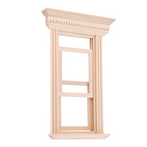 EatingBiting 1:12 Scale mini House Miniature Furniture Unpainted Wooden 2-Pane Sash Window Frames Frame Unpainted DIY Pretend Play Accessories