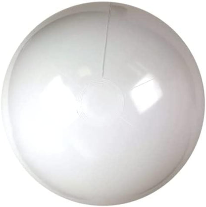24-Inch Deflated Size Solid White Beach Ball - Inflatable to 18-Inches Diameter