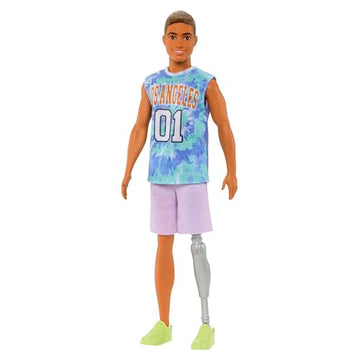 Barbie Fashionistas Ken Fashion Doll #212 with Prosthetic Leg Wearing Removable Los Angeles Jersey, Purple Shorts & Sneakers
