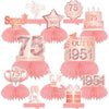 Happy 75th Birthday Rose Gold Table Honeycomb Centerpieces Balloons Theme Decor Table Decorations Table Toppers for Girls Women Sweet Princess 75