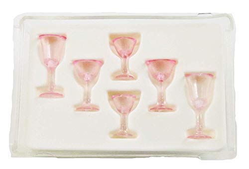 Melody Jane Dollhouse Pink Cut Stemware Glasses Set Chrysnbon Dining Room Accessory