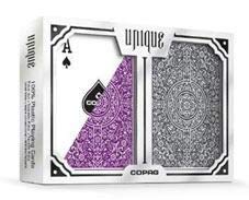 Copag Unique Luxury Black/Purple Poker Size Standard Index 2 Deck Setup