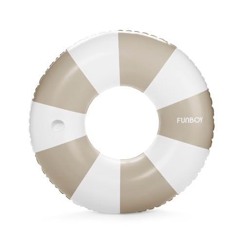 FUNBOY Giant 46" Vintage Tan Stripe Pool Tube Float with Cup Holder