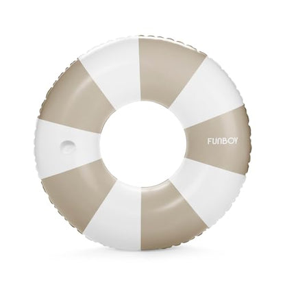 FUNBOY Giant 46" Vintage Tan Stripe Pool Tube Float with Cup Holder