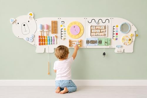 Sensory Wall Panel for Kids - Toddler Learning Activity Center - Emotional Development & Fine Motor Skills - Toddler Learning Activity Center- Busy