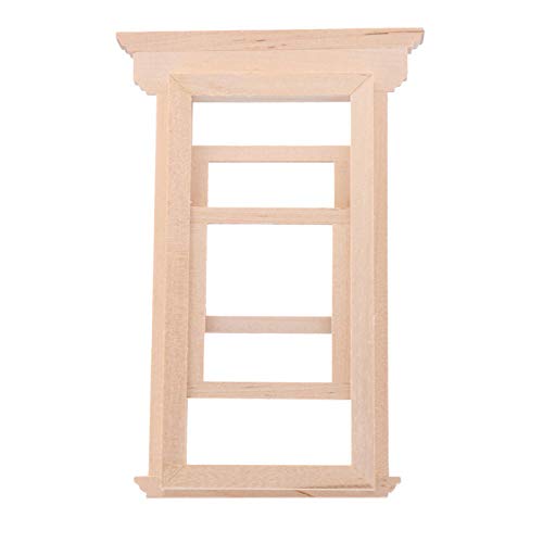 EatingBiting 1:12 Scale mini House Miniature Furniture Unpainted Wooden 2-Pane Sash Window Frames Frame Unpainted DIY Pretend Play Accessories