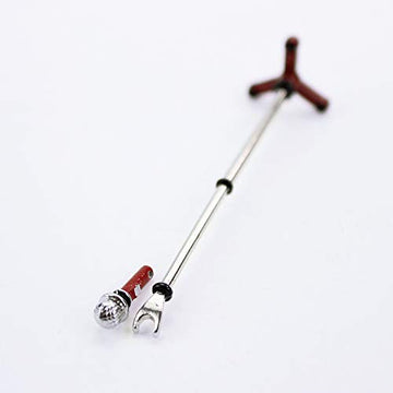 SXFSE Dollhouse Decoration Accessories, 1:12 Miniature Scene Model Microphone with Stand Play Toy (Red, 90 x 18 mm)