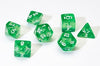 Sirius Dice SDZ000106 7 Piece Transparent Dice Set - Green & White