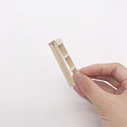 SXFSE Dollhouse Decoration Accessories, 1:12 Dollhouse Miniature Scene Model Folding Wooden Step Ladder