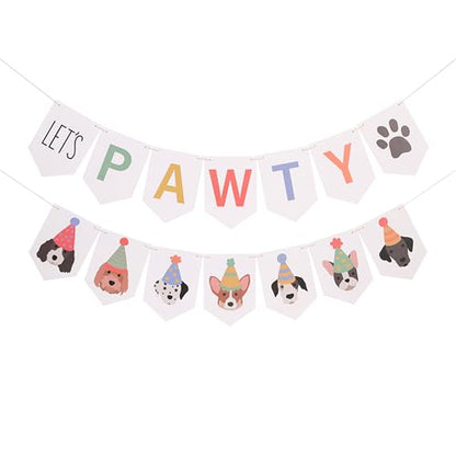 Let’s Pawty Dog Banner - Dog Happy Birthday Banner, Puppy Party Garland, Pet Birthday Decoration for Dogs Lovers, Puppy Shower or Adoption Celebration