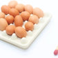 ChangThai Design Very Tiny 1¼" Wide Plastic Carton with ¼ Inch Brown Clay Chicken Eggs - Miniature Tableware Plate Tray Bowl Crockery Cutlery