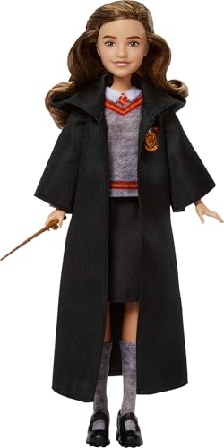 Mattel Harry Potter Toys, Hermione Granger Fashion Doll in Removable Signature Hogwarts Uniform with Wand Accessory, Inspired by The Movie