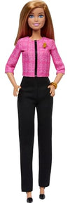Barbie Careers Doll & Accessories, Future Leader with Blonde Hair Wearing Outfit with 2 Golden Bracelets & “B” Pin, Includes Sticker for Kids