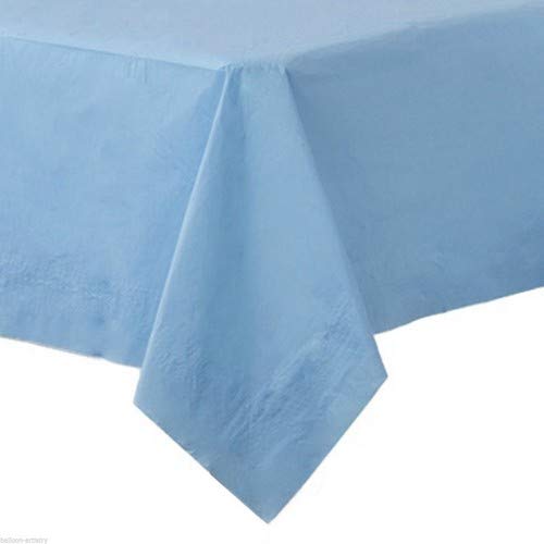 Amscan Disposable 3-Ply Paper Table Cover, 53 x 108", Pastel Blue